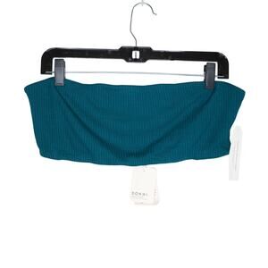 Donni Ribbed Strapless Bandeau Tube Top Teal Size S NWT